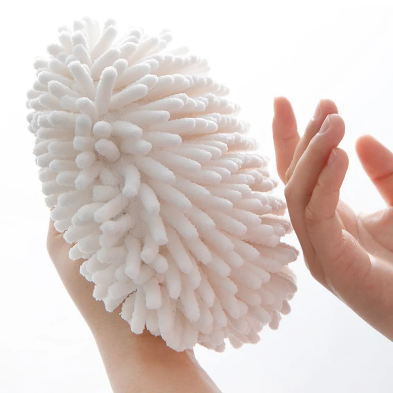 1 шт. кухонное полотенце для мытья рук из синели круглое бежевое аккуратно