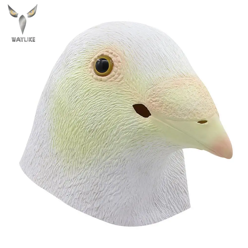 Waylike Хэллоуин белая латексная маска голубей Милая Белая полноголовая животного