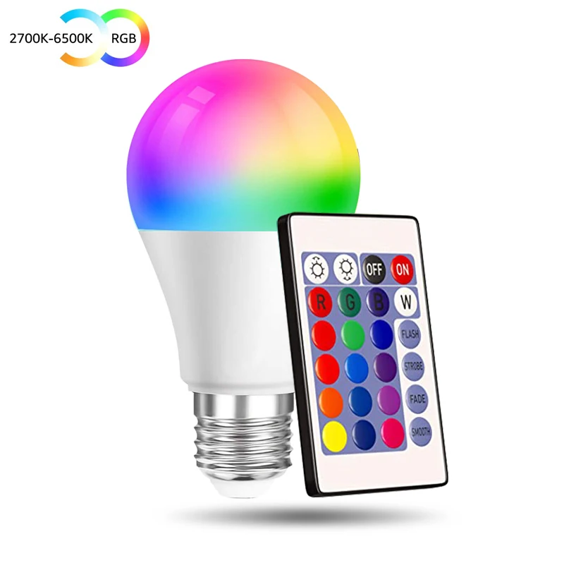 

Smart Bulb 10w RGB+White+Warm Night Light With IR Remote Control E27/B22 DimmableLed Smart Light 20M Remote Control hue ampoule