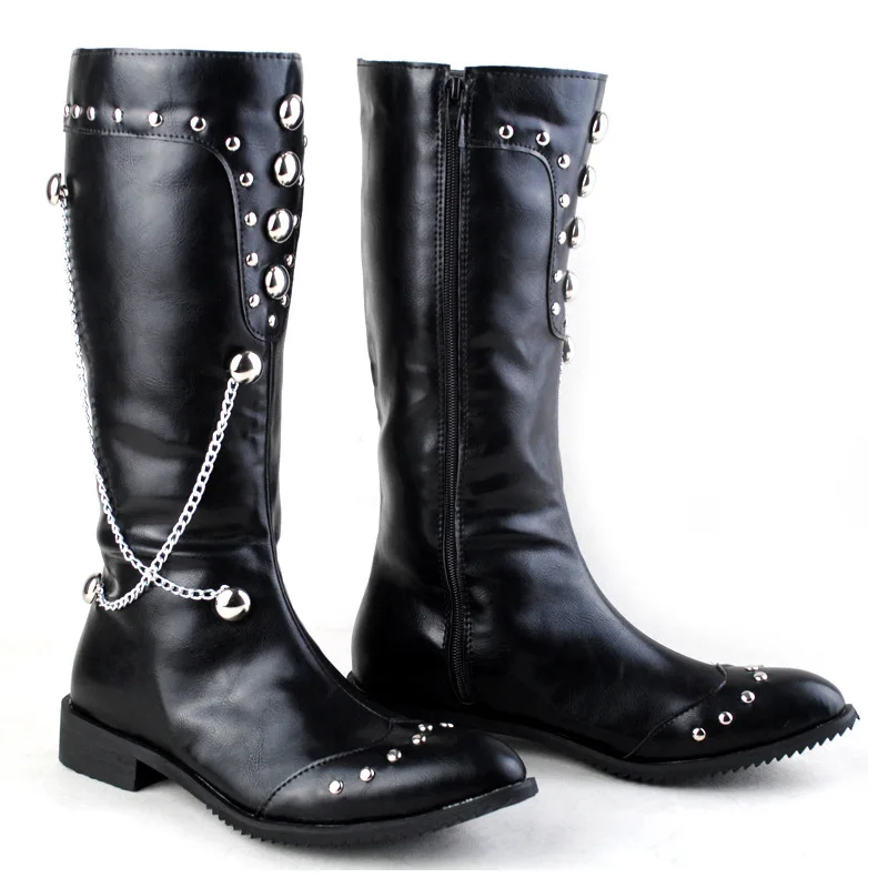 Мужские высокие ботинки известного бренда мягкие кожаные для сцены ночного