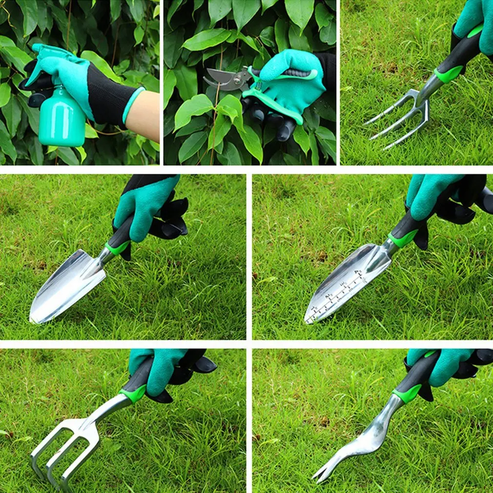 

5pcs Garden Tool Set Work Cast Aluminum Outdoor Hand Tools Kit For Men And Women Transplanter Weeder Hand Fork Cultivator