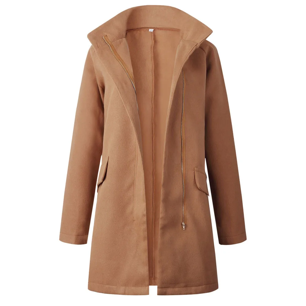 Женское теплое пальто с длинным рукавом, на молнии Толстовка С Карманами пуловер длинное пальто Верхняя одежда Manteau Femme Hiver элегантное пальто плюс размер