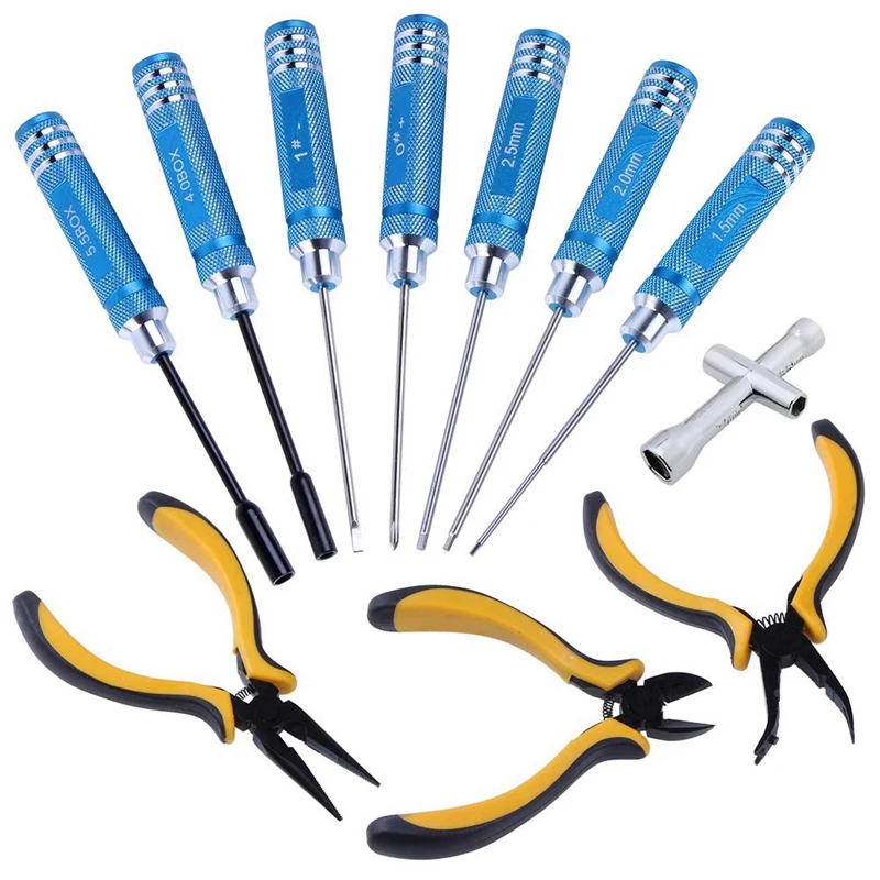 

11 in 1 Professional Multi RC Tools Kits Box Set Screwdriver Pliers Wrench Repair for RC Car Multirotors Airplane Boat