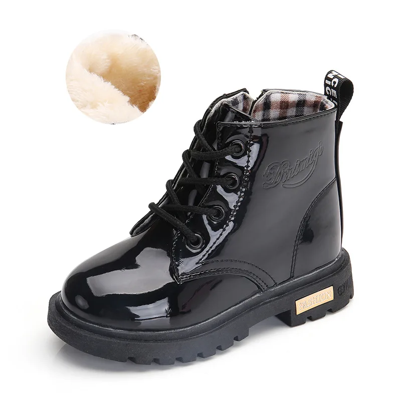 New 2021 Girls Leather Boots Boys Shoes Spring Autumn PU Leather Children Boots Fashion for Toddler Kids Boots Warm Winter Boots