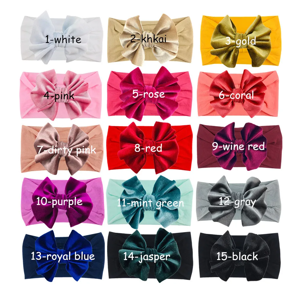 

10 Pcs/Lot, Baby Girl Headband Velvet Newborn Bow Head Band Infant Nylon Headbands Kids Hairband Toddler Girls Hair Accessories