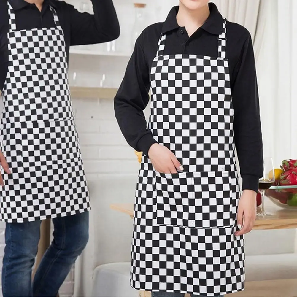 

Plaid Adjustable Half-length Adult Apron Striped Hotel Restaurant Chef Waiter Apron Kitchen Cook Apron With 1 Pockets 2021 New