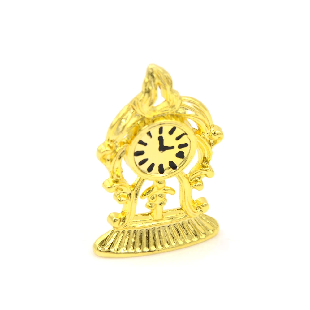 

1pcs Gold 1:12 Scale Alloy Domed Clock Gold Tone Doll Doll Toys House Living Room Decor Dolls House Miniature Birthday Gift