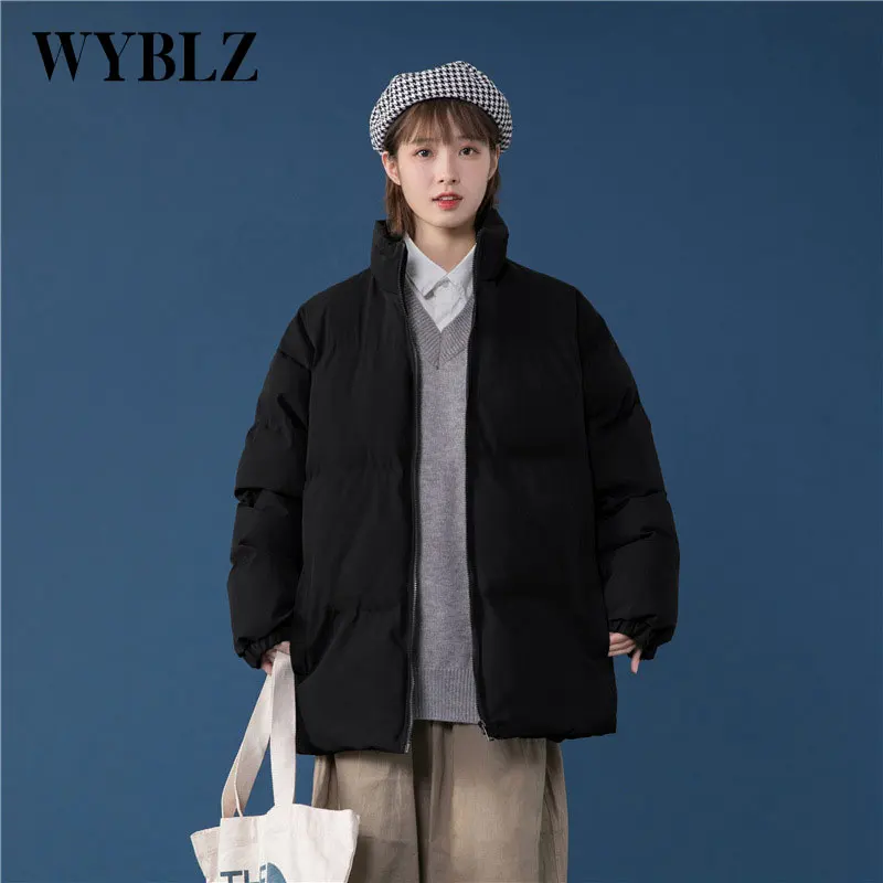 WYBLZ Women Parkas Winter Thicken Warm Jacket Coat Woman Stand Collar Jackets Solid Color Parka Coat Universal Fashion 2021 New