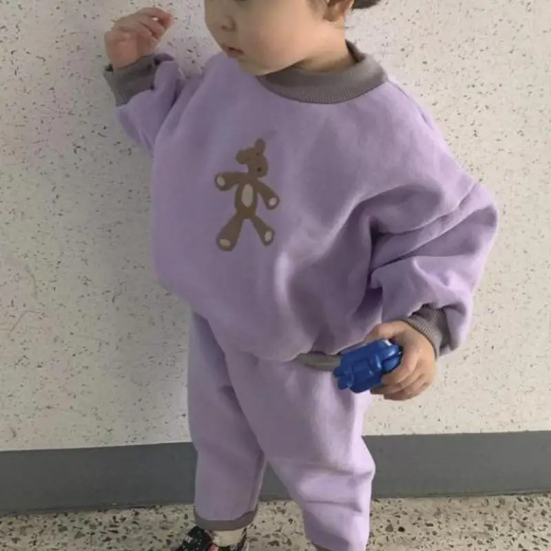 

Ins/Коллекция 2023 года, Корейская Осенняя детская одежда для мальчиков и девочек, новые теплые зимние комплекты комплект из 2 предметов, одежда...