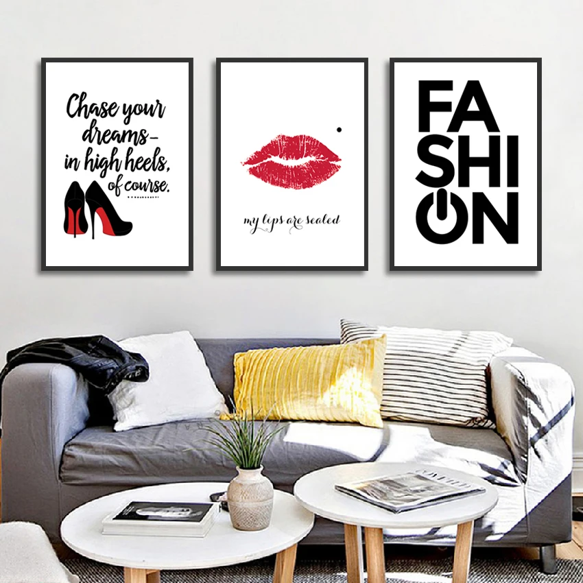 

Sexy Red Lips And High Heels Poster Print Letters Canvas Painting Picture Aisle Wall Art Graffiti Bedroom Home Modern Decoration