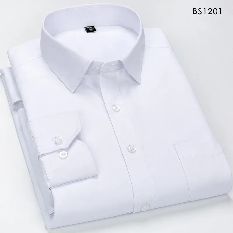 BS1201 Брендовые новые дизайнерские рубашки в синюю полоску Camisa Social белый темно-синий классический приталенный костюм Foraml Мужская рубашка Корейская одежда для мужчин 6XL 7XL - Цвет: BS1201