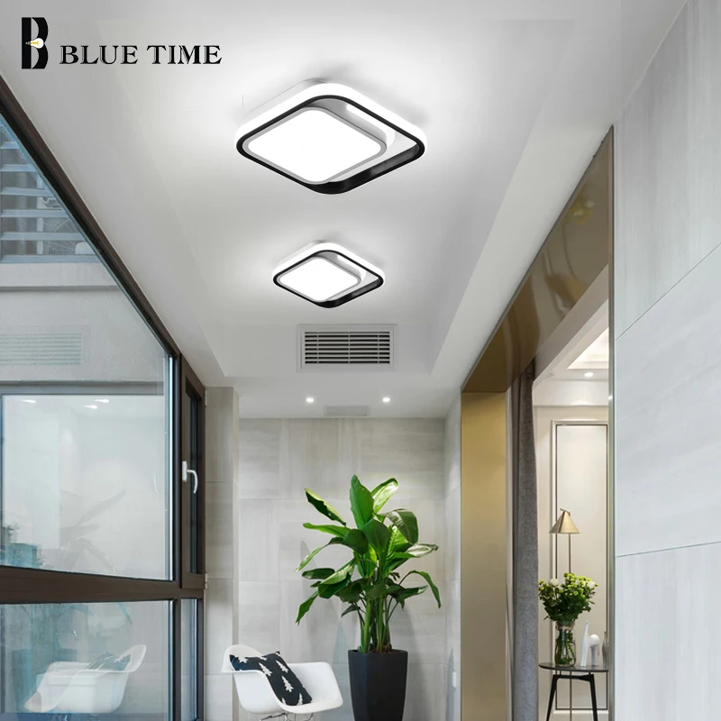 Luz Led de techo moderna para dormitorio, sala de estar, cocina, iluminación interior Simple, pasillo de la lámpara del techo, acrílico, blanco y negro