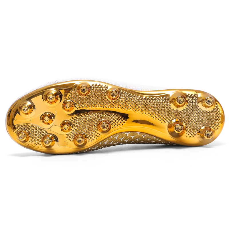 2021 Men's golden plated color studs football sneakers indoor turf superfly futsal original boots ankle high top soccer cleats | Спорт и