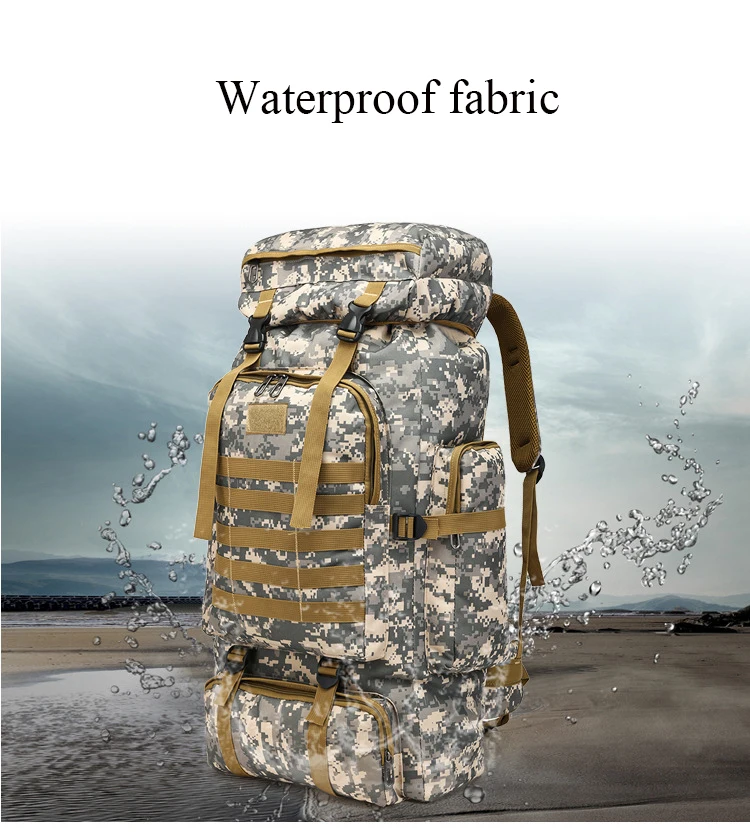 

Large capacity 80L backpack outdoor sports camouflage mountaineering bag hiking bag