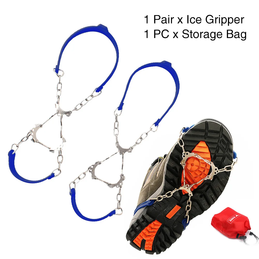 1Pair Shoe Spikes Cleats Winter Anti Slip Sports Hiking Outdoor Ice Gripper Chain 6 Teeth Crampon Climbing Silicone Snow |
