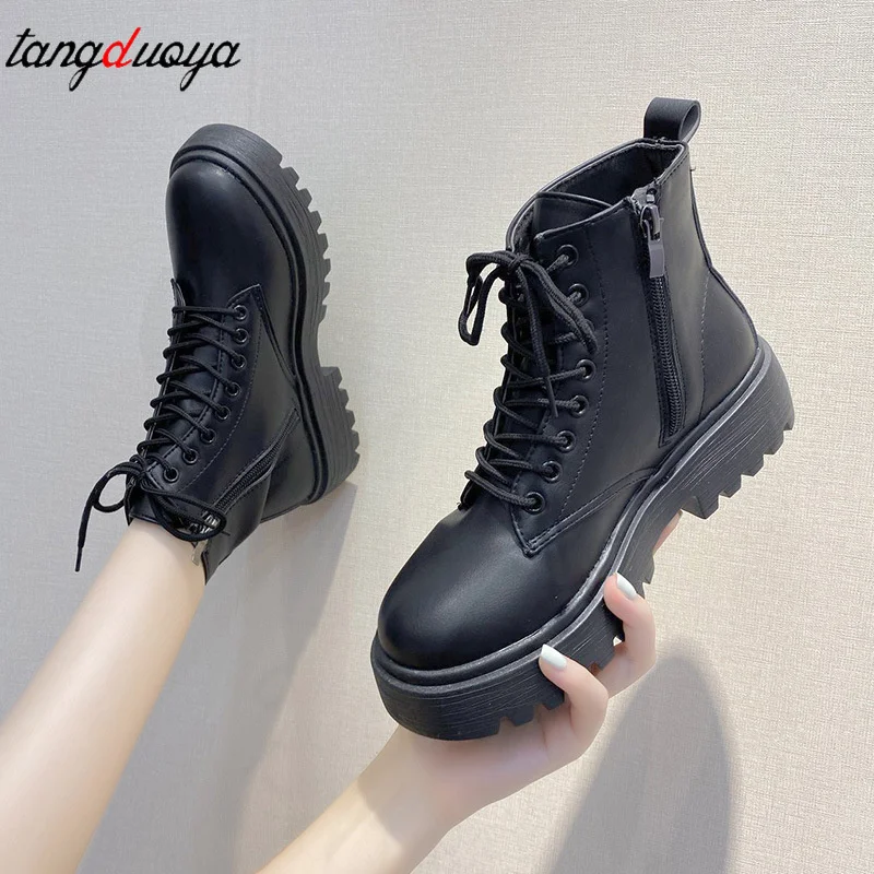 

Combat ankle Boots Women 2022 Winter Fashion Women's Lace Up Round Head Ankle Boots Female Fashion Shoes Ladies Combat Booties