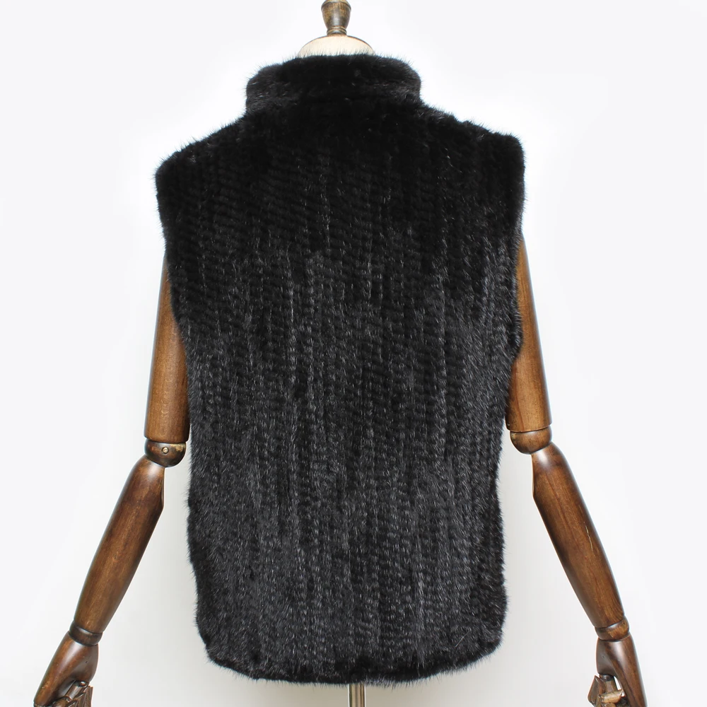 Модный вязаный жилет из натурального меха норки женский 100% куртка без рукавов