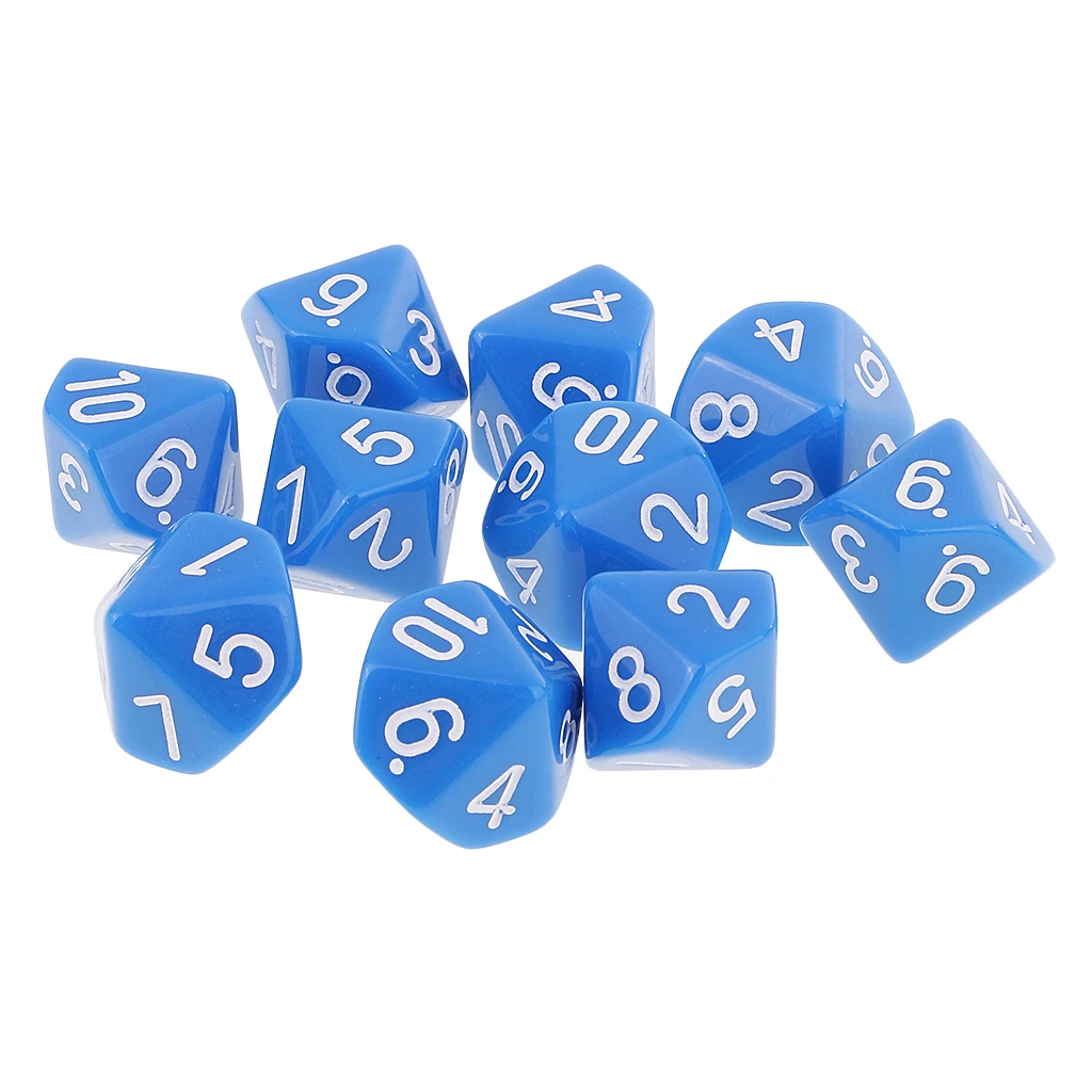 

MagiDeal 10pcs 10 Sided Dice D10 Polyhedral Dice for Games White
