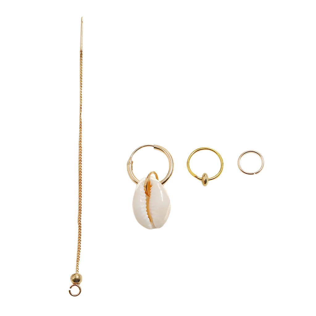 Женские корейские серьги кольца сережки в виде ракушек Летний стиль простой