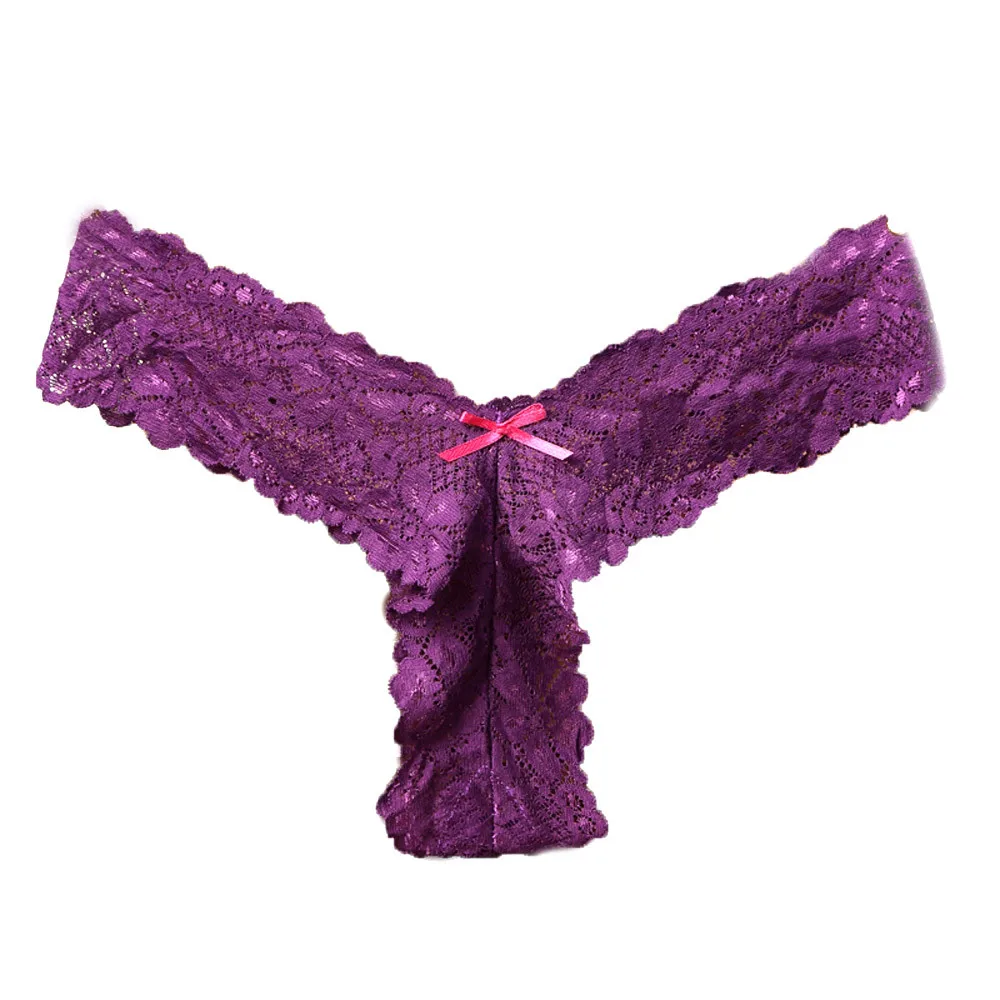 

Underpants Solid Breathable Summer Female Intimates Fashion Women Lace Lace Thong Low Waist V-String Briefs G-String Underwear