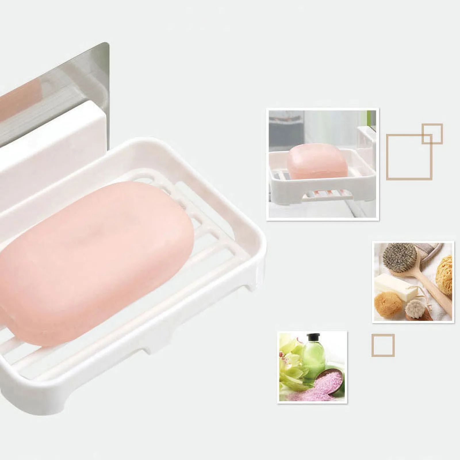 

Bathroom Accessories Bathroom Soap Dispenser Plastic Soap Dispenser With Self-adhesive Waterproof Decorative Boards rangement