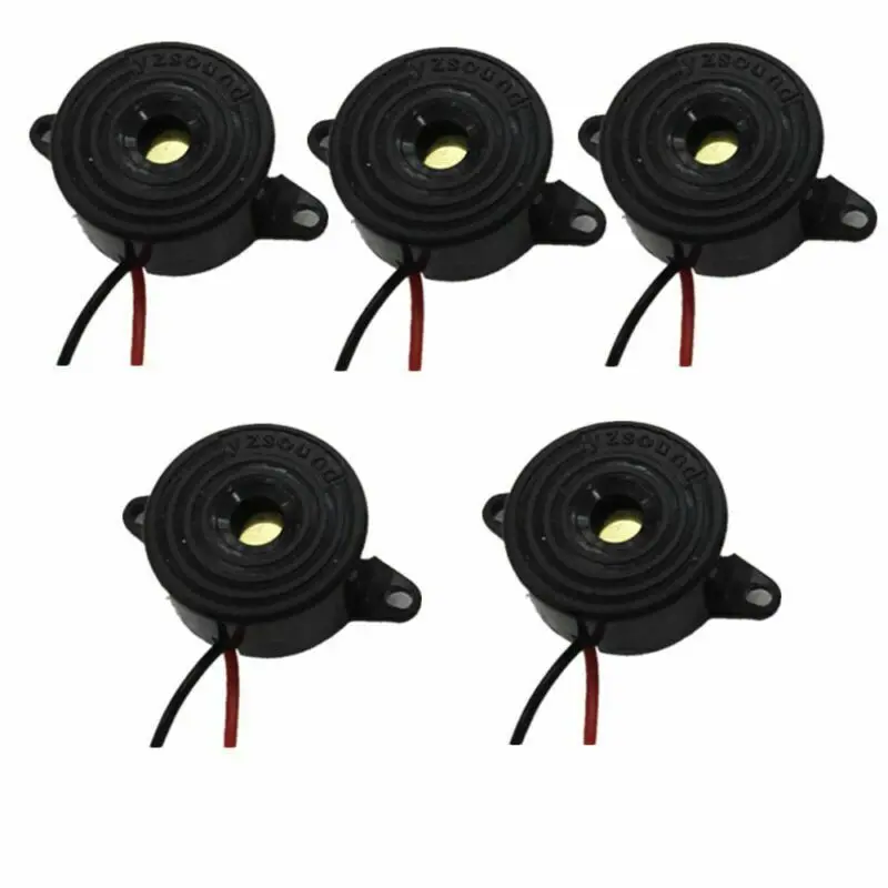 5pcs Black Piezo Electronic Tone Buzzer Alarm Continuous Beep DB DC 3-24V Drive Circuit Built in Mounting Holes |
