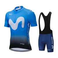 2021 movistar pattern men summer cycling clothing breathable clothes kit short sleeve bib shorts mtb ropa ciclismo maillot wear