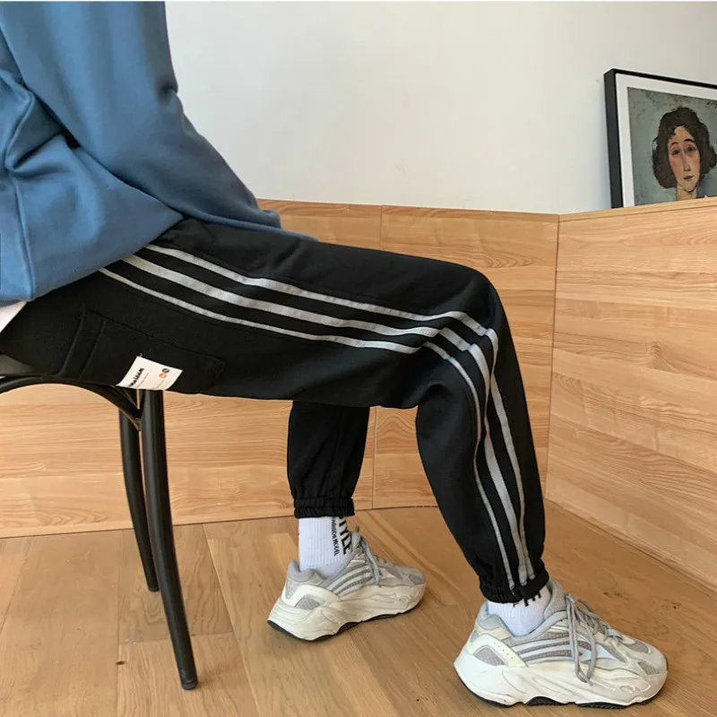 

Autumn /Winter Thicken Sweatpants Side Stripe Sports Pants Men's Casual Loose Fashion Harem Pants Joggers Men Ankle Bands Pants