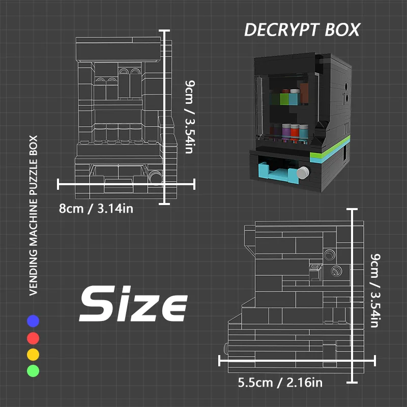 moc decrypt box intellectual color candy box jigsaw vending machine standing volume block model kids boys diy toys xmas gifts free global shipping