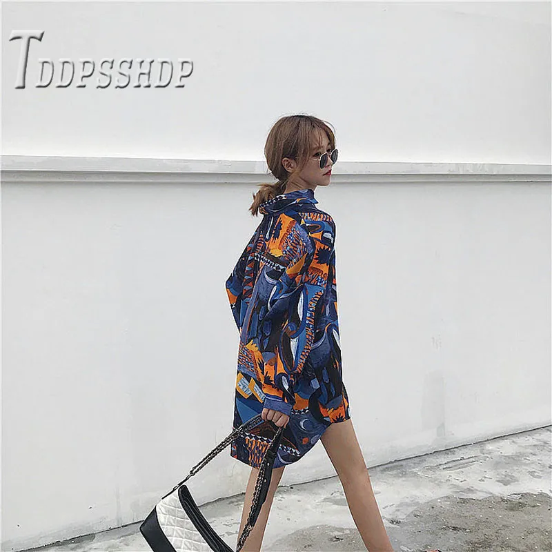 Женская блузка с геометрическим принтом Повседневная Длинная стильная женская