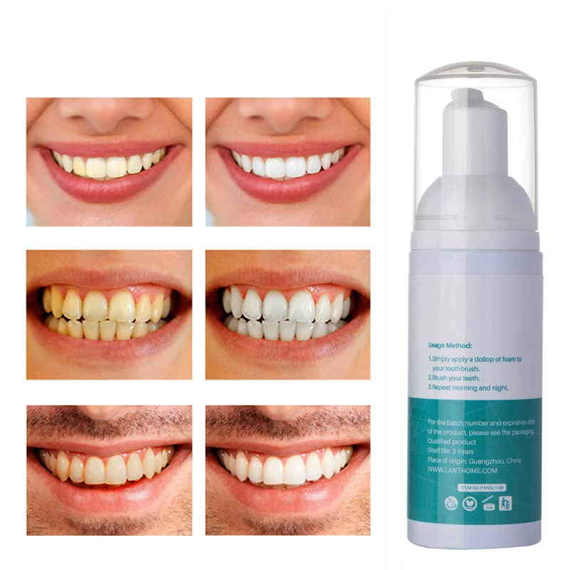 

50ML Teeth Whitening Mousse Clean Oral Hygiene Whiten Teeth Remove Plaque Stains Fresh Breath Oral Hygiene Tooth Whitening Tools