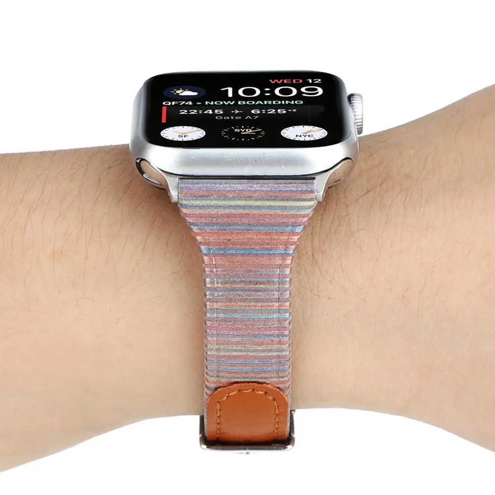 Заменитель кожаного спортивный ремешок 38/42/44/40 мм для Apple Watch версии 5 4 3 2 1 браслет