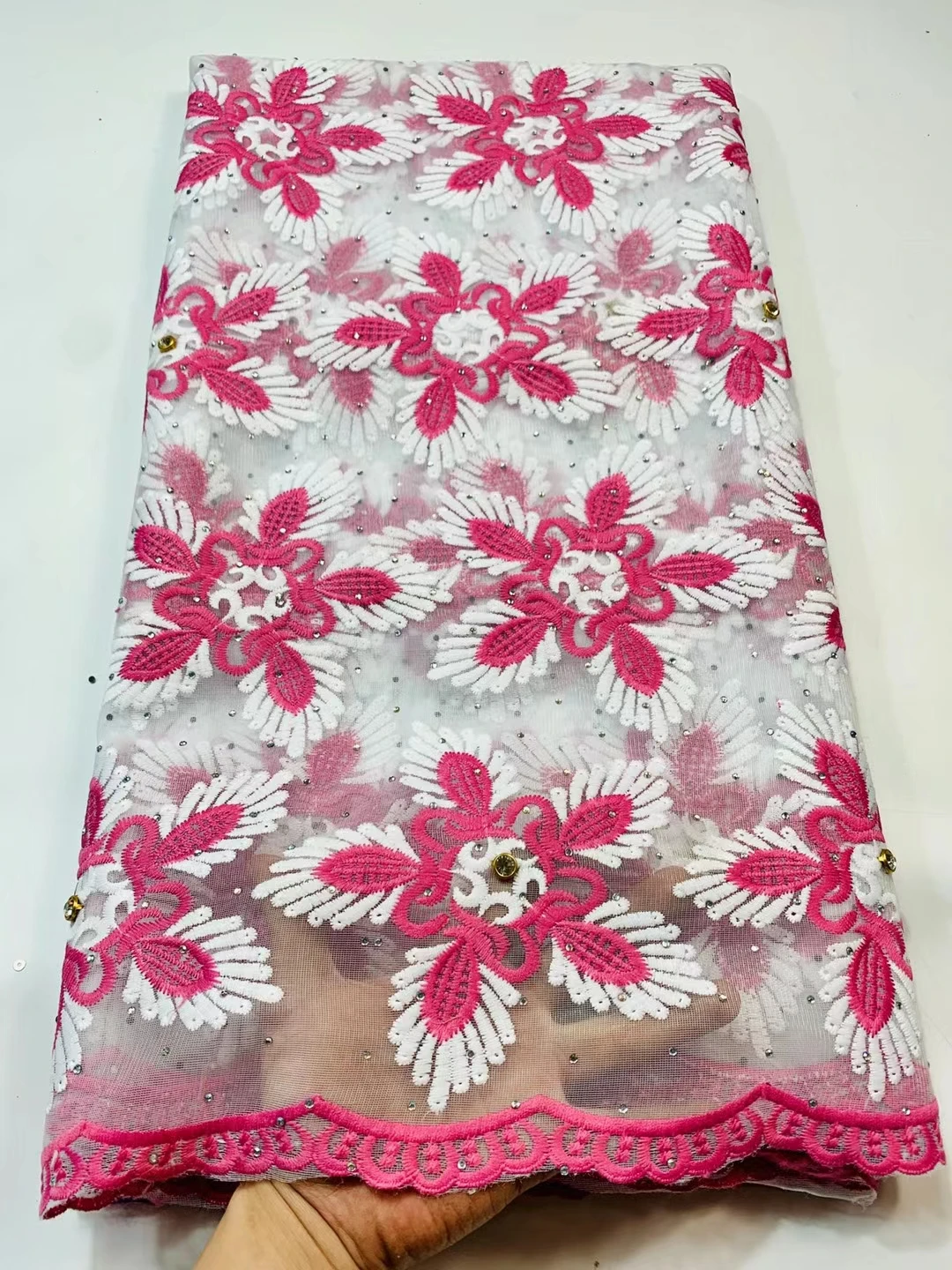 

Swiss African Net Lace Fabric 2020 High Quality Nigerian Stone Lace Embroidery Guipure Cord Water Soluble Voile Lace For Party