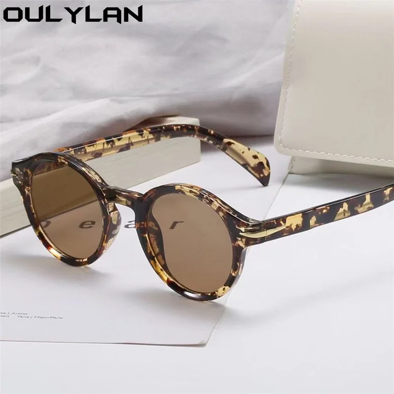 Маленькие круглые солнцезащитные очки Oulylan для женщин и мужчин винтажные желтые