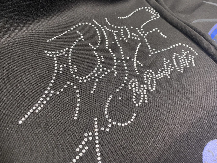 Мужская Уличная одежда Стразы с принтом черепа Толстовка Оверсайз мужская