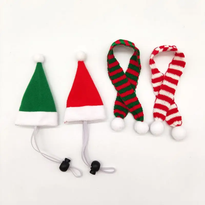 

Рождественская шапка и шарф для домашних животных, зимний теплый мягкий воротник для щенка, маленький воротник для чихуахуа, Новогодняя оде...