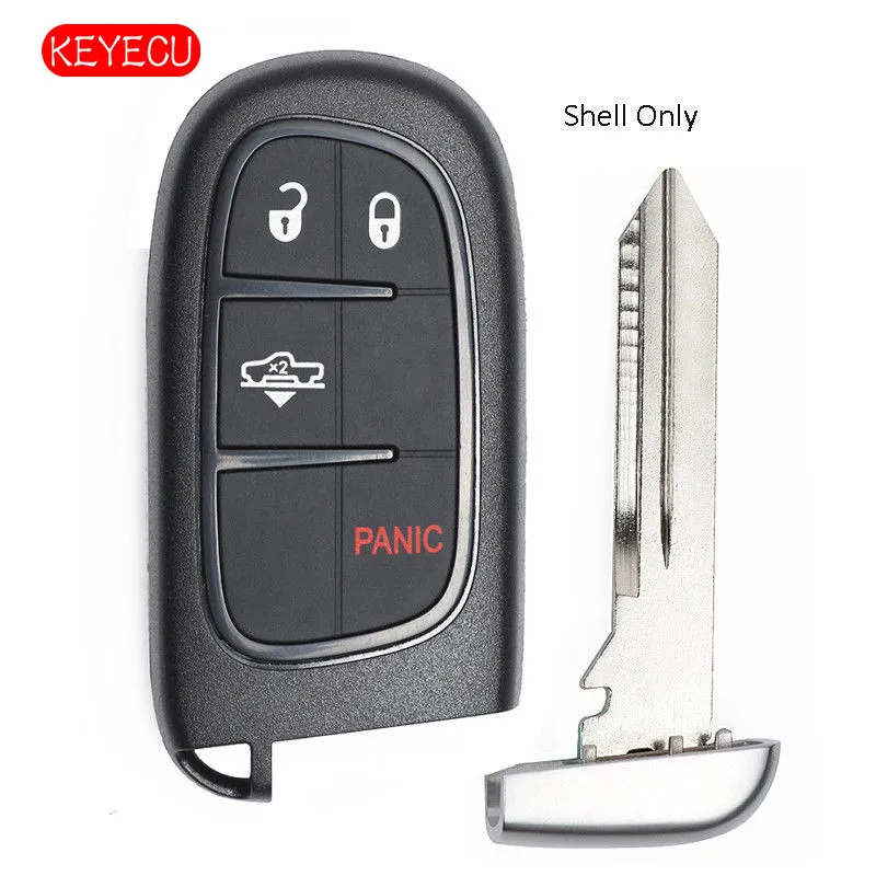 

Keyecu Smart Remote Key Fob Shell Case 4 Button Pad Cover for Jeep Cherokee Ram FCC: GQ4-54T