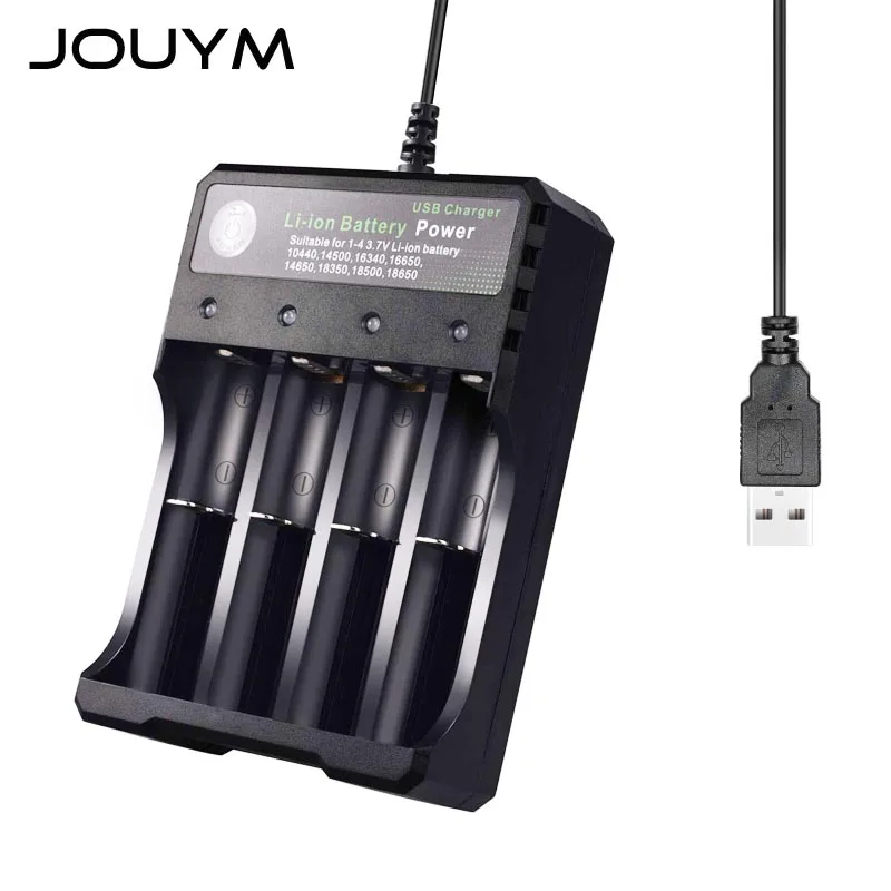 JOUYM 4 слота для смарт 18650 Батарея Зарядное устройство 14650 18350 18500 26650 литий ионный