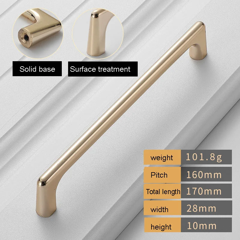 Ручки шкафа золотого цвета для ящика Тянет матовый латунный кухонный гарнитур