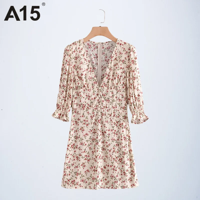 

A15 Summer Bohemian Floral Print Dress Retro Loose Ladies Dress Ladies Dress 2021 Women Clothing Dresses for Women Maxi Dress