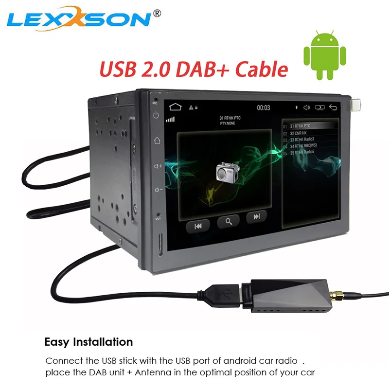 Европа Универсальный USB кабель dab + Антенна dongle для Автомобильный dvd плеер android