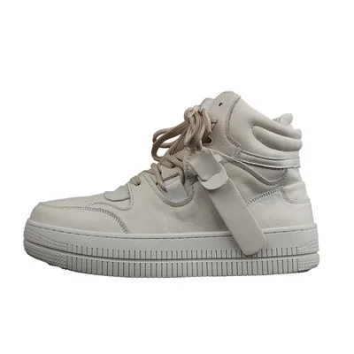 

shoes version Xiaobai Korean High-top of Air Force one men's shoes head layer cowhide board shoes men's round 2021 Walking shoes
