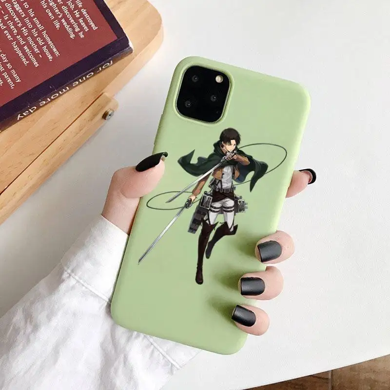 

attack on titan Phone Case Green Candy Color for iPhone 6 7 8 11 12 s mini pro X XS XR MAX Plus