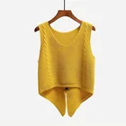 Женский трикотажный жилет на молнии, черный короткий жилет без рукавов с V-образным вырезом, корейский стиль, весна 2019