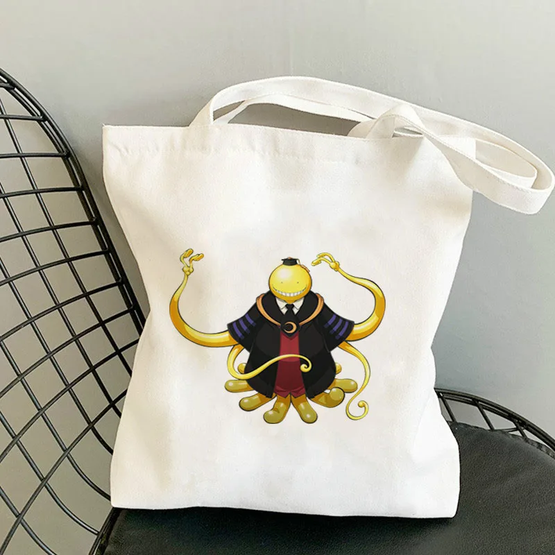 

Tote Bag Anime Summer Bags Louis Viutton Eco Poppers With Women's Foldable Trolley French Bulldog Assassinate the Teacher