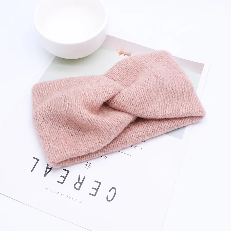 

Soft Woolen Cross Braid Knitted Headband for Women Warmer Ear Solid Color Turban Hairband Women Hair Accessories Winter Bandana