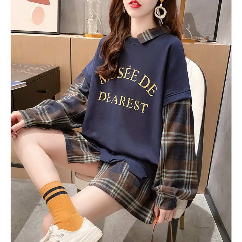 

QRWR-Sudadera con botones de manga larga para Costuras holgadas, ropa para Parte Superior Femenina, informal, con solapa 2021