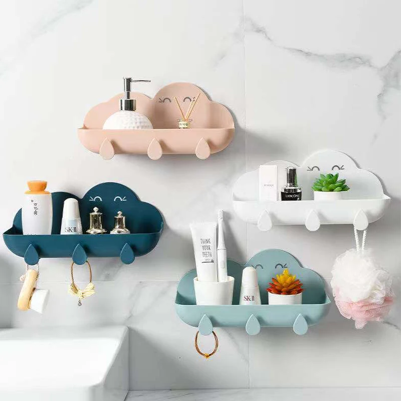 

Bathroom Storage Rack Perforation-Free Cloud Bathroom Shower Shelves Toilet Wall-Mounted Multifunctional Non-Marking Paste