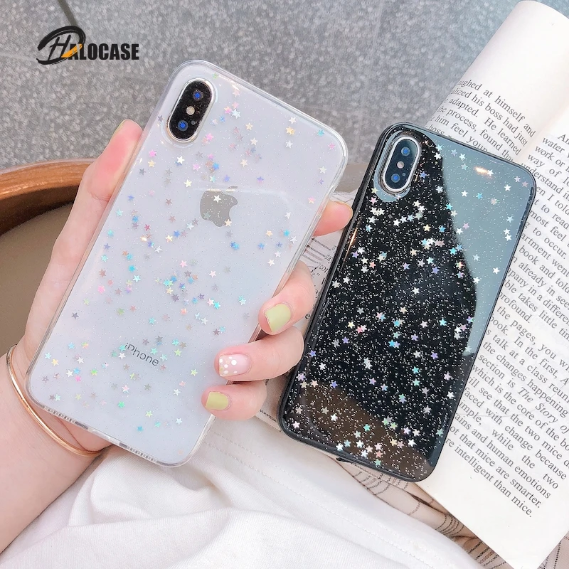 Роскошный блестящий чехол для телефона iPhone 11 Pro XS Max XR X 6 6s 7 8 Plus Love Heart Star Блестящий