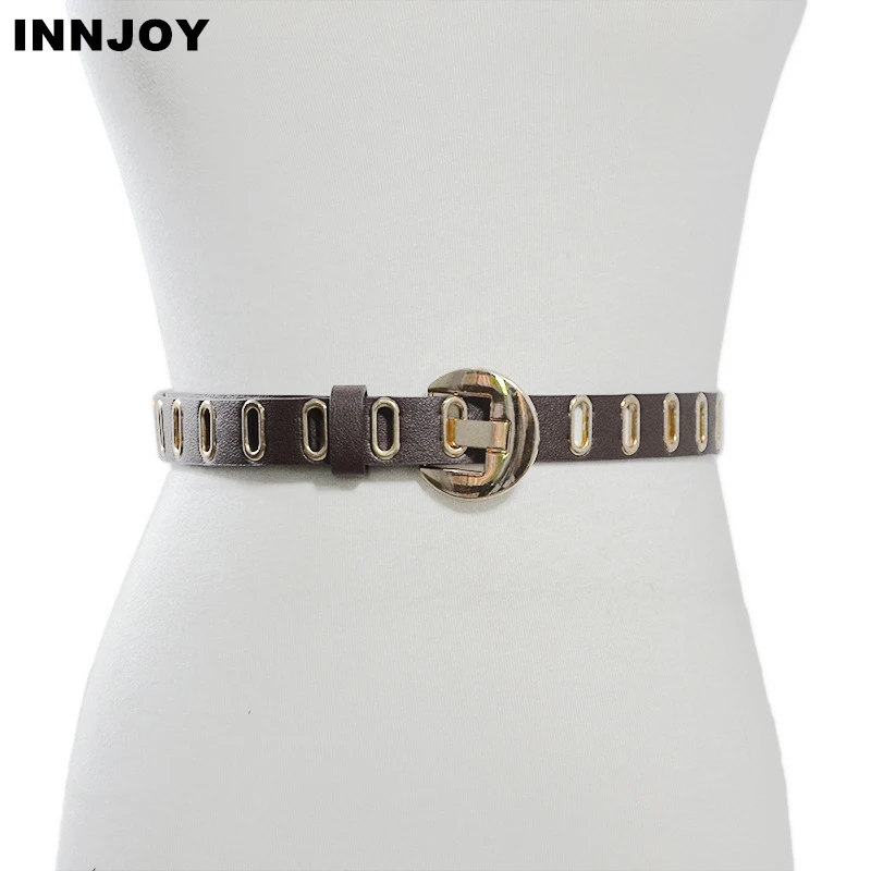 

Women Belt Fashion Black PU Leather Belt With Chain For Female New Punk Style Pin Buckle Dress Jeans Decorative